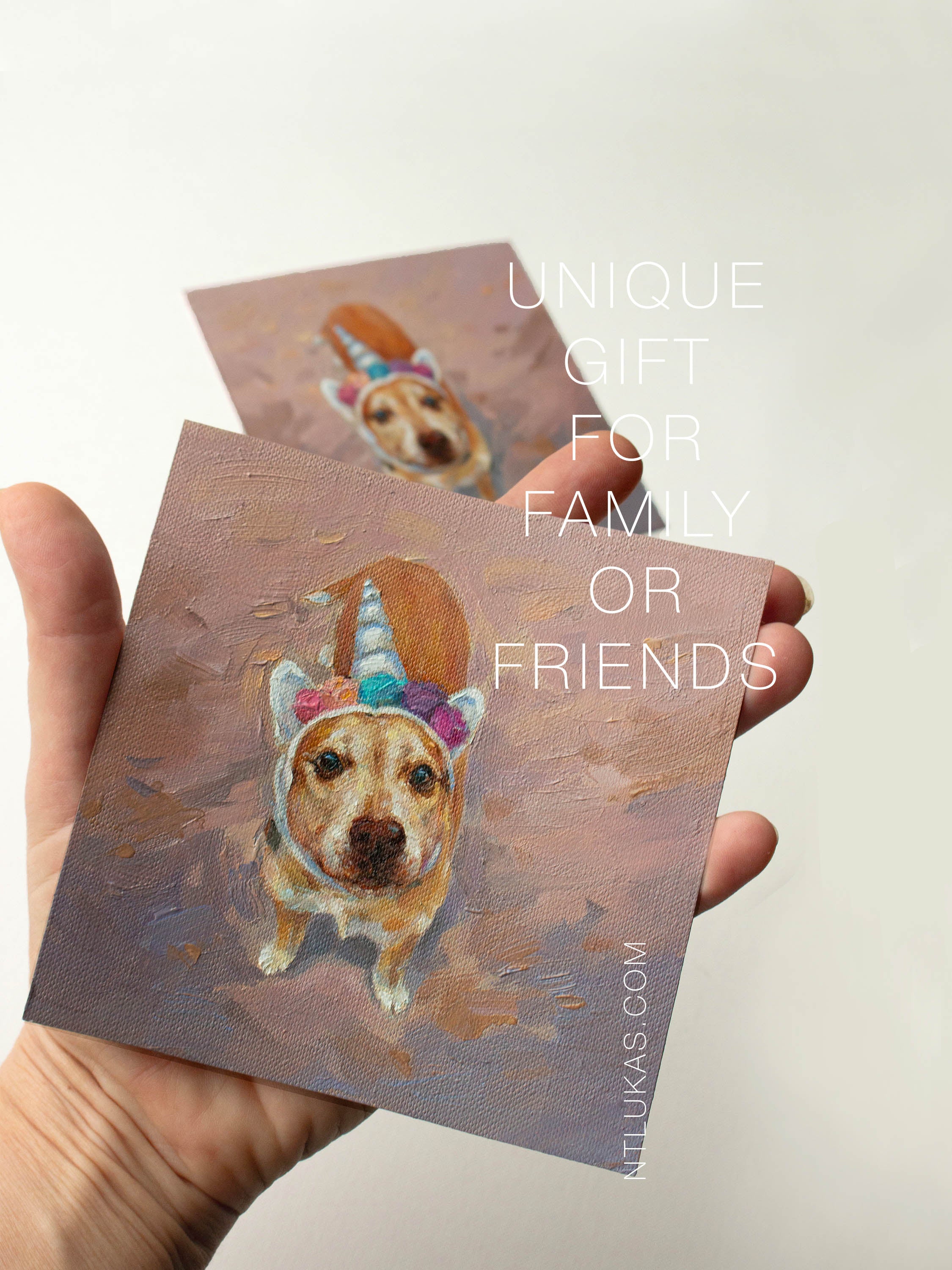 Mini Pet Portrait: Custom Hand-Painted Dog Memorial Art, 4x4 inch