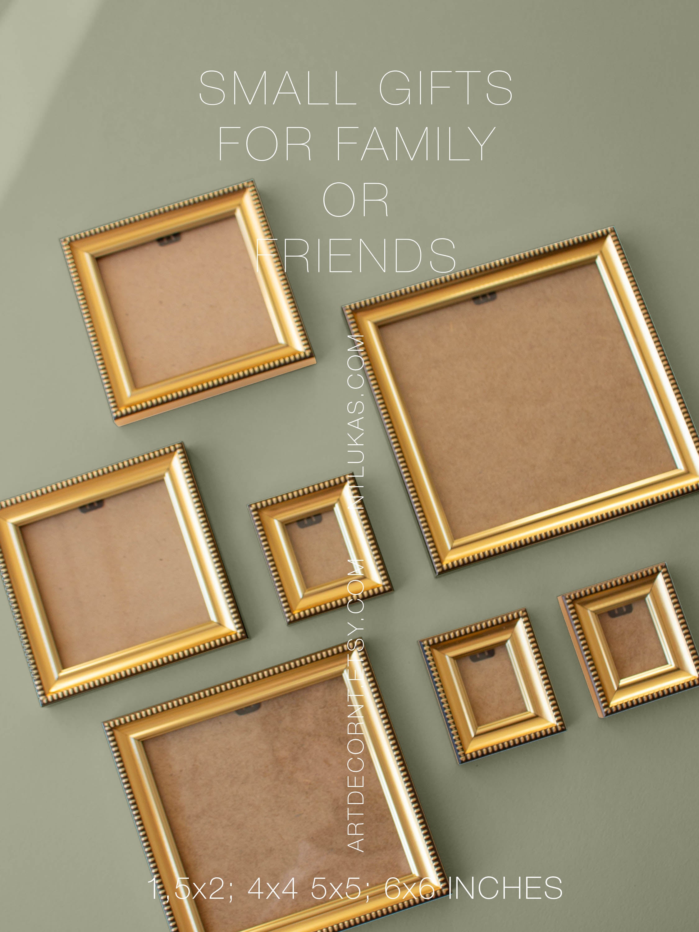 Small Frame for 5x5 or 5x7 Art, Gold frames gallery wall
