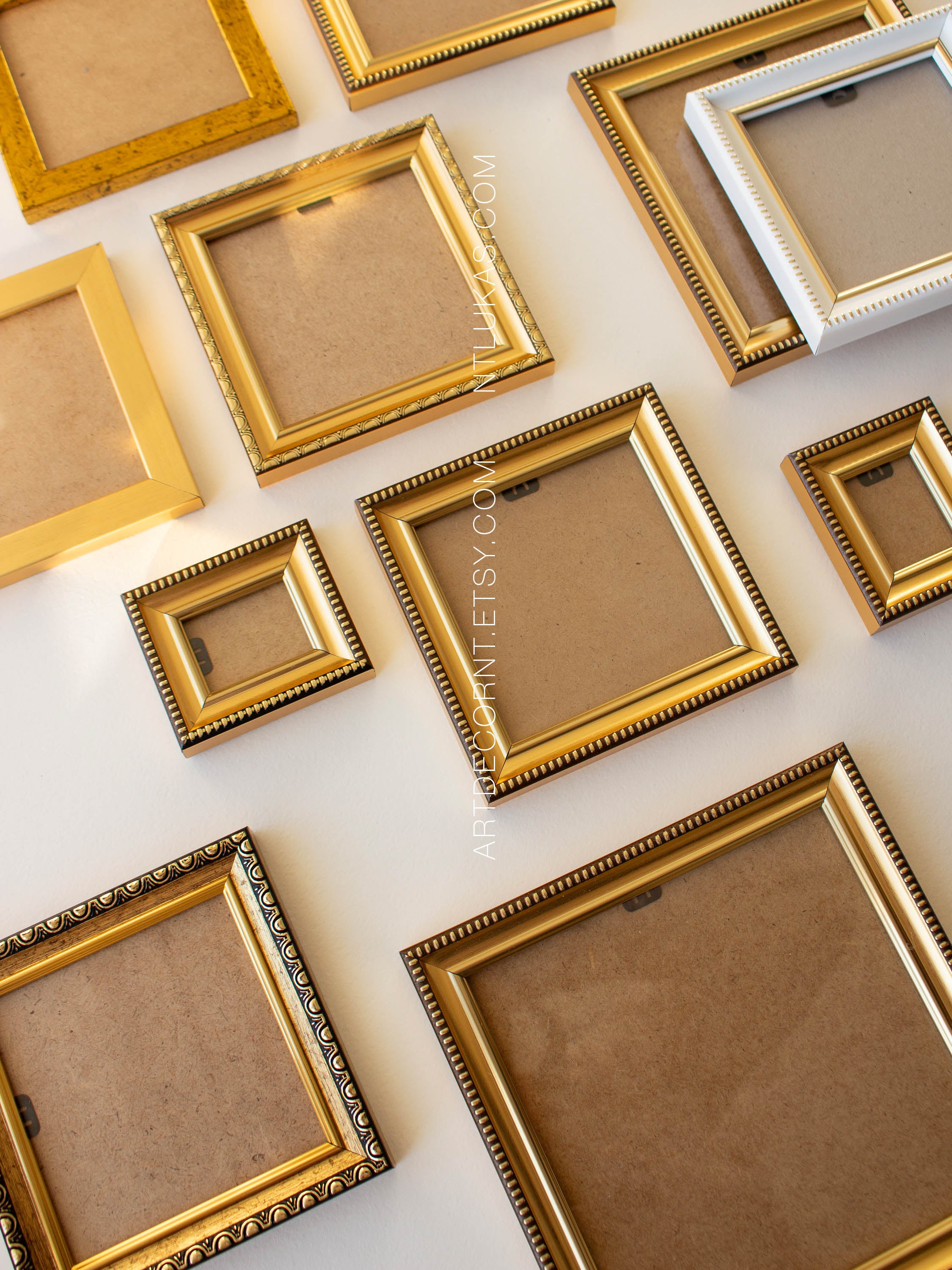 Small Frame for 5x5 or 5x7 Art, Gold frames gallery wall